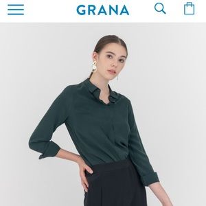 Grana 100% Silk Forest Green Button up